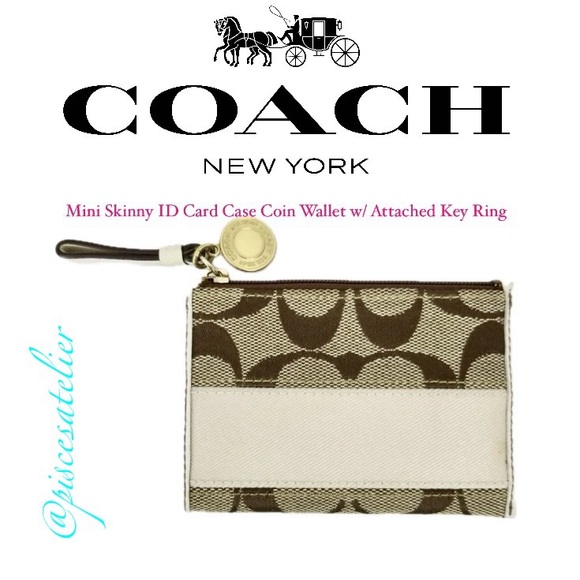 Coach Vintage Mini Skinny ID Card Case Coin Wallet w/ Attached Key Ring & Duster - Picture 2 of 11